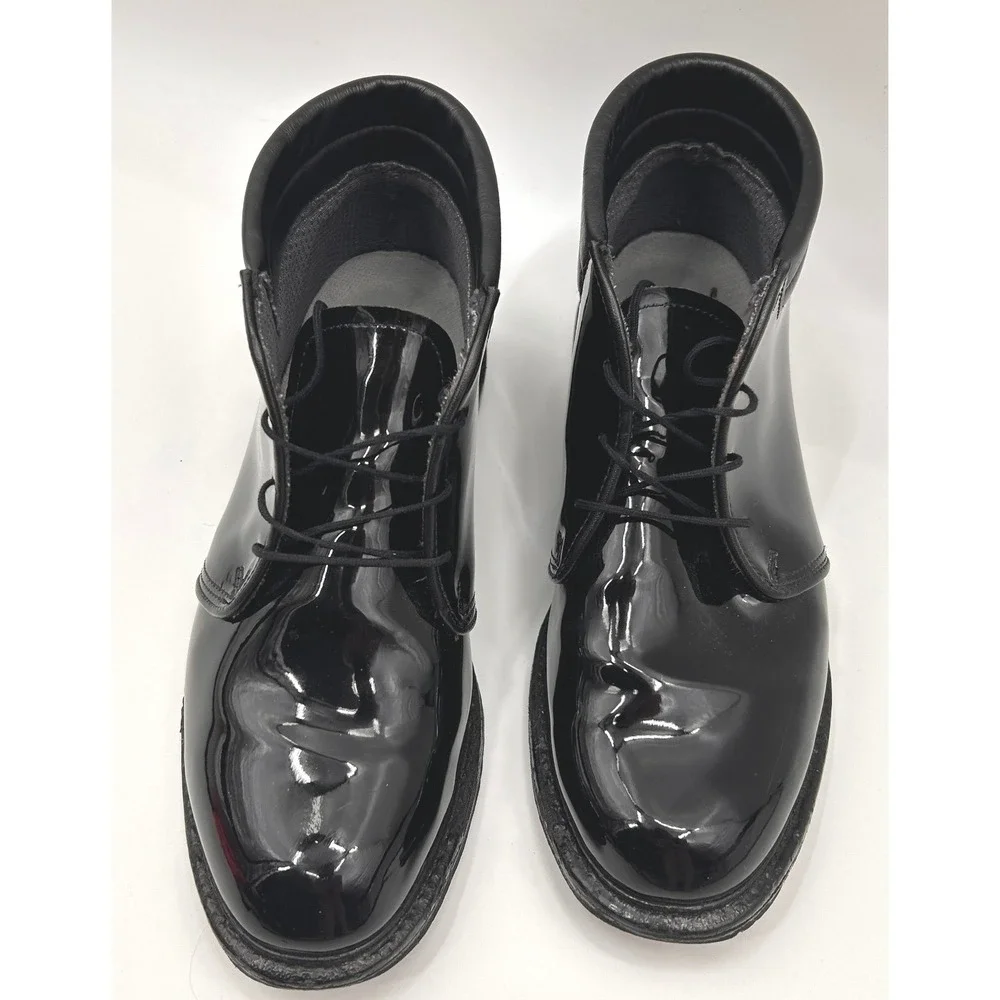 Bates Mens High Gloss Duty Chukka Boots Black Patent Leather Uniform Size 10E